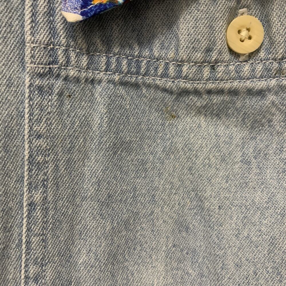 Vtg Upcycled Denim Shirt M 5 Interchangeable Collars Holiday Christmas Halloween - Picture 8 of 14